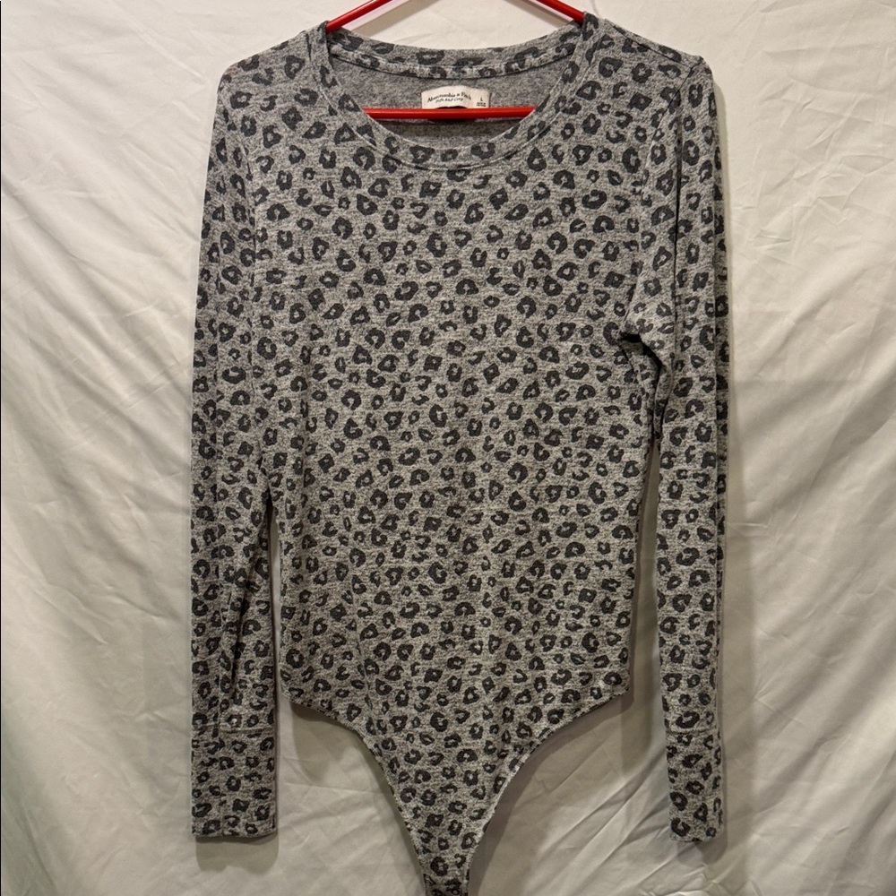 Abercrombie & Fitch Soft Gray Leopard Print Body Suit